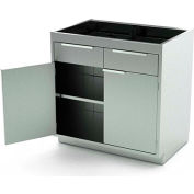 AERO Stainless Steel Base Cabinet BC-1702, 2 Hinged Doors, 1 Shelf, 2 Drawers, 42"W x 21"D x 36"H
