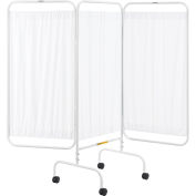 Global Industrial™ Mobile 3-Panel Privacy Screen, Panneaux vinyle, 79-1/2"L x 68"H, Blanc