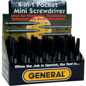General Tools Pocket Four-in-One Mini Screwdriver, Display Box, 24 Units, Black - Pkg Qty 24