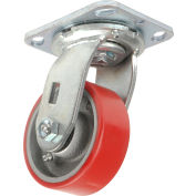 Global Industrial Heavy Duty Swivel Plate Caster, 4" Polyurethane Wheel, 600 Lb. Capacity