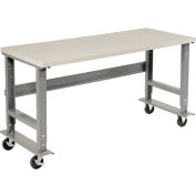 Global Industrial™ 72x30 Mobile Ajustable Height C-Channel Leg Workbench - ESD Safety Edge