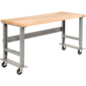 Global Industrial™ 60x36 Mobile Ajustable Height C-Channel Leg Workbench - Maple Square Edge