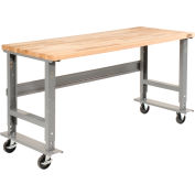 Global Industrial 48x30 Mobile Adjustable Height C-Channel Leg Workbench - Maple Square Edge