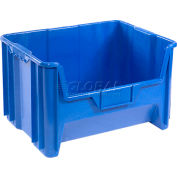 Bac à trémie en plastique industriel™ Global, 19-7/8 po L x 15-1/4 po L x 12-7/16 po H, bleu, qté par paquet : 3