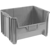 Bac à trémie en plastique industriel™ Global, 19-7/8 po L x 15-1/4 po L x 12-7/16 po H, gris, qté par paquet : 3