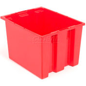 Global Industrial Stack and Nest Storage Container SNT195 No Lid 19-1/2 x 15-1/2 x 13, Red - Pkg Qty 6