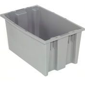 Global Industrial Stack and Nest Storage Container SNT185 No Lid 18 x 11 x 9, Gray - Pkg Qty 6