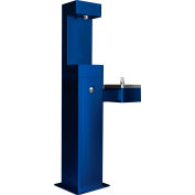 Global Industrial™ Outdoor Bottle Filling Station w/ Drinking Fountain, Blue