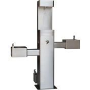 Global Industrial Outdoor Bottle Filler w/Bi-Level Drinking Fountain & Pet Station, Stainless