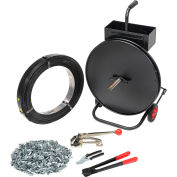 Global Industrial Strapping Kit w/ Tensioner/Sealer/Seals & Cart, 2940'L x 1/2" Strap Width