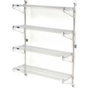Nexel® Chrome Wall Mount Wire Shelving 72"W x 24"D x 63"H 4 - Shelf Starter