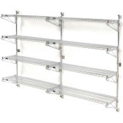Nexel® Chrome Wall Mount Wire Shelving 60"W x 18"D x 63"H 4 - Shelf Add-On