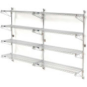 Nexel® Chrome Wall Mount Wire Shelving 24"W x 18"D x 63"H 4 - Shelf Add-On