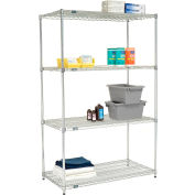Nexel® Poly-Z-Brite®, 4 Tier, Quick Adjust, Wire Shelving Starter Unit, 48"W x 24"D x 74"H