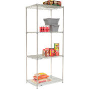 Nexel® Poly-Z-Brite®, 4 Tier, Quick Adjust, Wire Shelving Starter Unit, 36"W x 24"D x 86"H