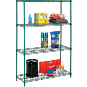 Nexel® Best Value Wire Shelving Unit, 36"W x 24"D x 74"H, Green Epoxy