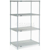 Nexel® 4 Shelf, Nexelate® Silver Epoxy Wire Shelving Unit, Starter, 60"W x 36"D x 54"H