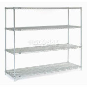 Nexel®, Nexelate®, Silver Epoxy, 4 Tier, Wire Shelving Starter Unit, 72"W x 30"D x 63"H