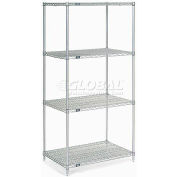 Nexel® 4 Shelf, Nexelate® Silver Epoxy Wire Shelving Unit, Starter, 36"W x 30"D x 74"H