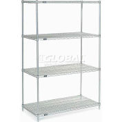 Nexel®, Nexelate®, Silver Epoxy, 4 Tier, Wire Shelving Starter Unit, 48"W x 36"D x 74"H
