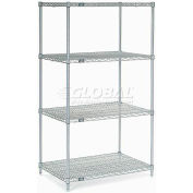 Nexel®, Nexelate®, Silver Epoxy, 4 Tier, Wire Shelving Starter Unit, 72"W x 36"D x 86"H
