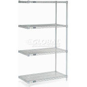 Nexel® 4 Shelf, Nexelate® Silver Epoxy Wire Shelving Unit, Add On, 60"W x 30"D x 86"H