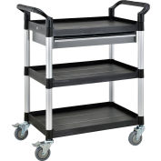 Global Industrial™ Utility Cart, 3 étagères, 1 tiroirs, 440 lb. Capuchon, 26"L x 17"L x 39"H, Noir