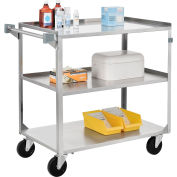 Global Industrial™ Stainless Steel Utility Cart, 300 lb. Cap, 27-1/2"L x 16-1/4"W x 32-1/8"H