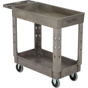 Global Industrial™ Tray Top Plastic Utility Cart, 2 Shelf, 38"Lx17-1/2"W, 5 » Casters, Gray