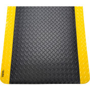 Tapis anti-fatigue Global Industrial™ Diamond Plate, 15/16 » d’épaisseur, 2'L x 3'L, bordure noir/jaune