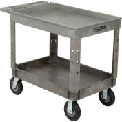 Global Industrial™ Tray Top Plastic Utility Cart, 2 Shelf, 44"Lx25-1/2"W, 8 » Casters, Gray