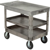 Global Industrial Extra Strength Plastic 3 Tray Shelf Service Cart 44x25-1/2 8" wheels