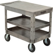 Global Industrial Extra Strength Plastic 3 Flat Shelf Service Cart 44x25-1/2 8" wheels