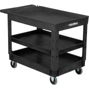 Global Industrial™ Tray Top Utility Cart w / 3 étagères, 44 « L x 25-1 / 2 « W x 32-1 / 2 « H, Noir