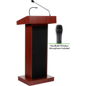 Oklahoma Sound Fixed Height Orator Podium / Lectern & Wireless Handheld Mic, Mahogany