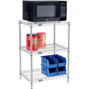 Nexel® 3 Shelf, Poly-Z-Brite Microwave Wire Shelving Unit, Starter, 24"W x 18"D x 34"H