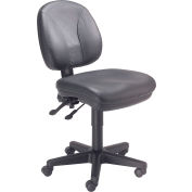 Interion® chaise de travail avec 17-1/2"H dos, cuir, noir
