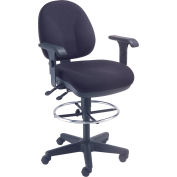 Interion® Tabouret de bureau avec bras - Tissu - 360 pieds - Noir