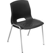 Interion® Merion Collection Stacking Chair, Plastic, Black - Pkg Qty 4