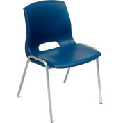 Interion® Merion Collection Stacking Chair With Mid Back, Plastic, Blue - Pkg Qty 4