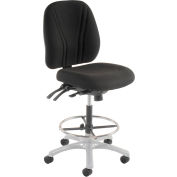 Interion® Manager Stool - Tissu - 360 pieds - Noir