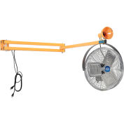 Global Industrial Double Arm Dock Light w/ 18" 3-Speed Fan, 60" Reach, Par38 Bulb Compatible