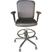 Interion® Antimicrobial PU Leather Big & Tall Drafting Stool, Black