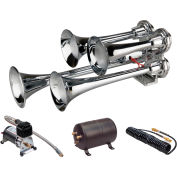 Wolo® Four Trumpet Mini Train Horn Metal Chrome Plated 12-Volt, On-Board Air System - 853-800