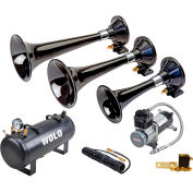 Wolo® Train Horn Three Trumpet Abs Black Plastic With On-Board Air System - 875-858