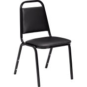 NPS Stacking Chair - 1-1/2" Vinyl Seat - Square Back - Black Seat with Black Frame - Pkg Qty 4