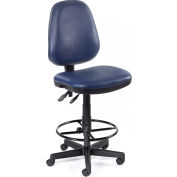 OFM Straton Series Armless Swivel Task Chair with Drafting Kit, Anti-Microbial Vinyl, Navy