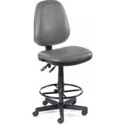 OFM Straton Series Armless Swivel Task Chair with Drafting Kit, Anti-Microbial Vinyl, Charcoal