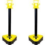 Mr. Chain X-Treme Duty Plastic Stanchion Post, 46-1/2"H, Black/Yellow, 2 Pack