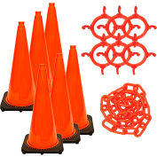 Mr. Chain 93213-6 Traffic Cone & Chain Kit - Traffic Orange, 93213-6